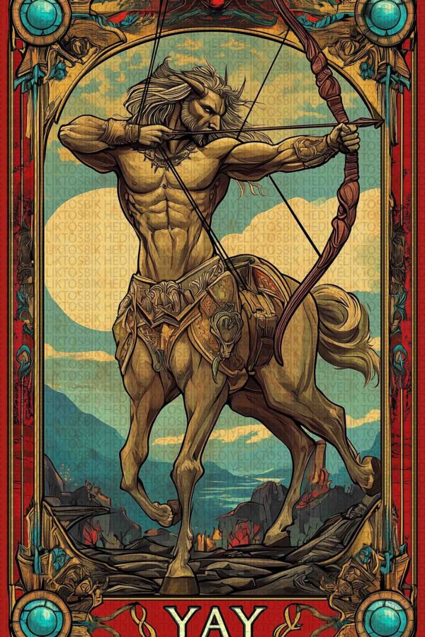 Yay Burcu – Mitolojik ve Retro Tarz Astrolojik Ahşap Poster