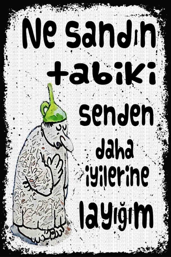 Az İnsan, Çok Huzur – Mizahi Minimalist Ahşap Poster
