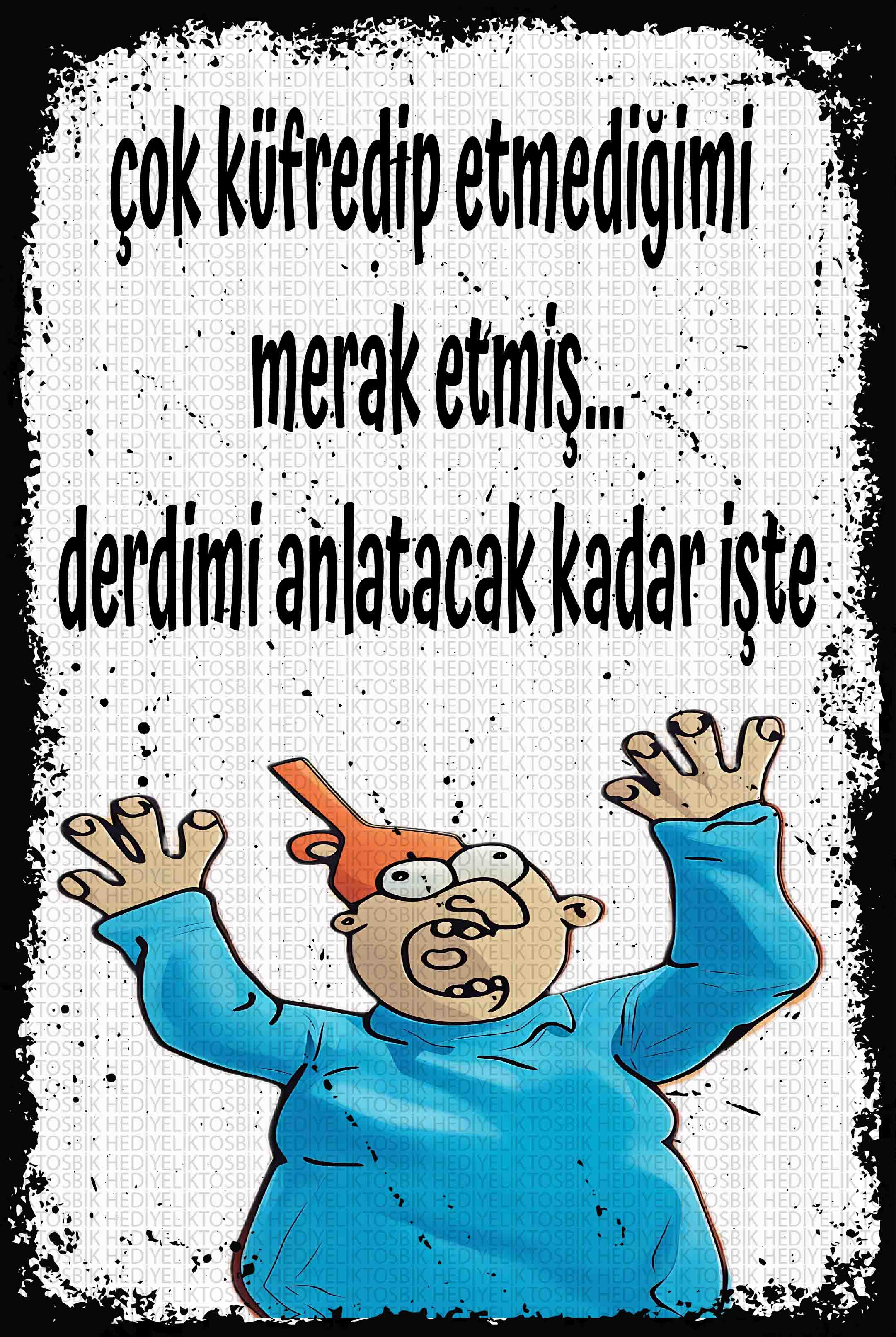 Derdimi Anlatacak Kadar – Komik Karakterli Ahşap Poster