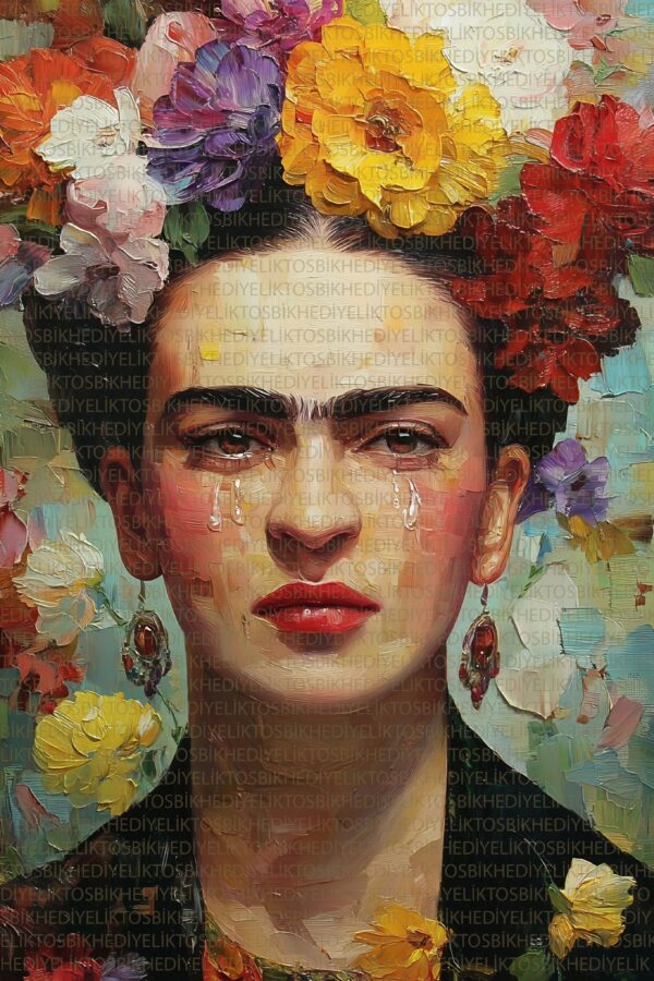 Çiçek Taçlı İkonik Kadın Portresi